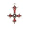 1, 4 or 20 Pieces: Antique Silver and Red Enamel Inverted Cross Pendants